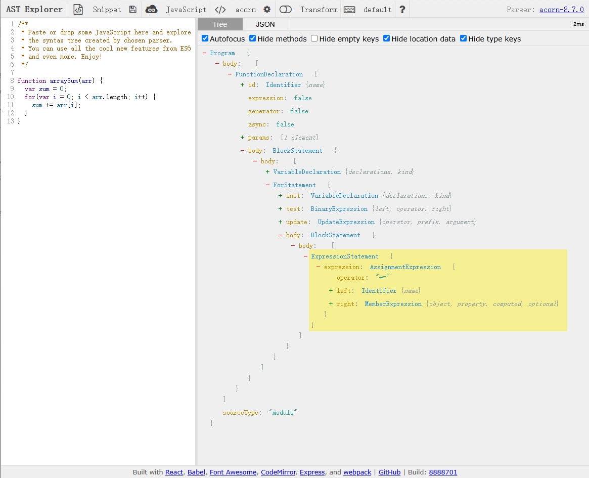 JavaScript to AST